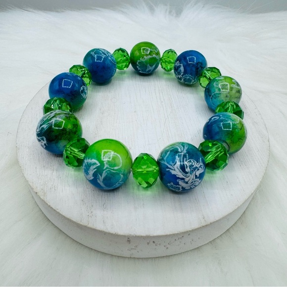 Large Statement Glass Beaded Bracelets - Picture 2 of 5